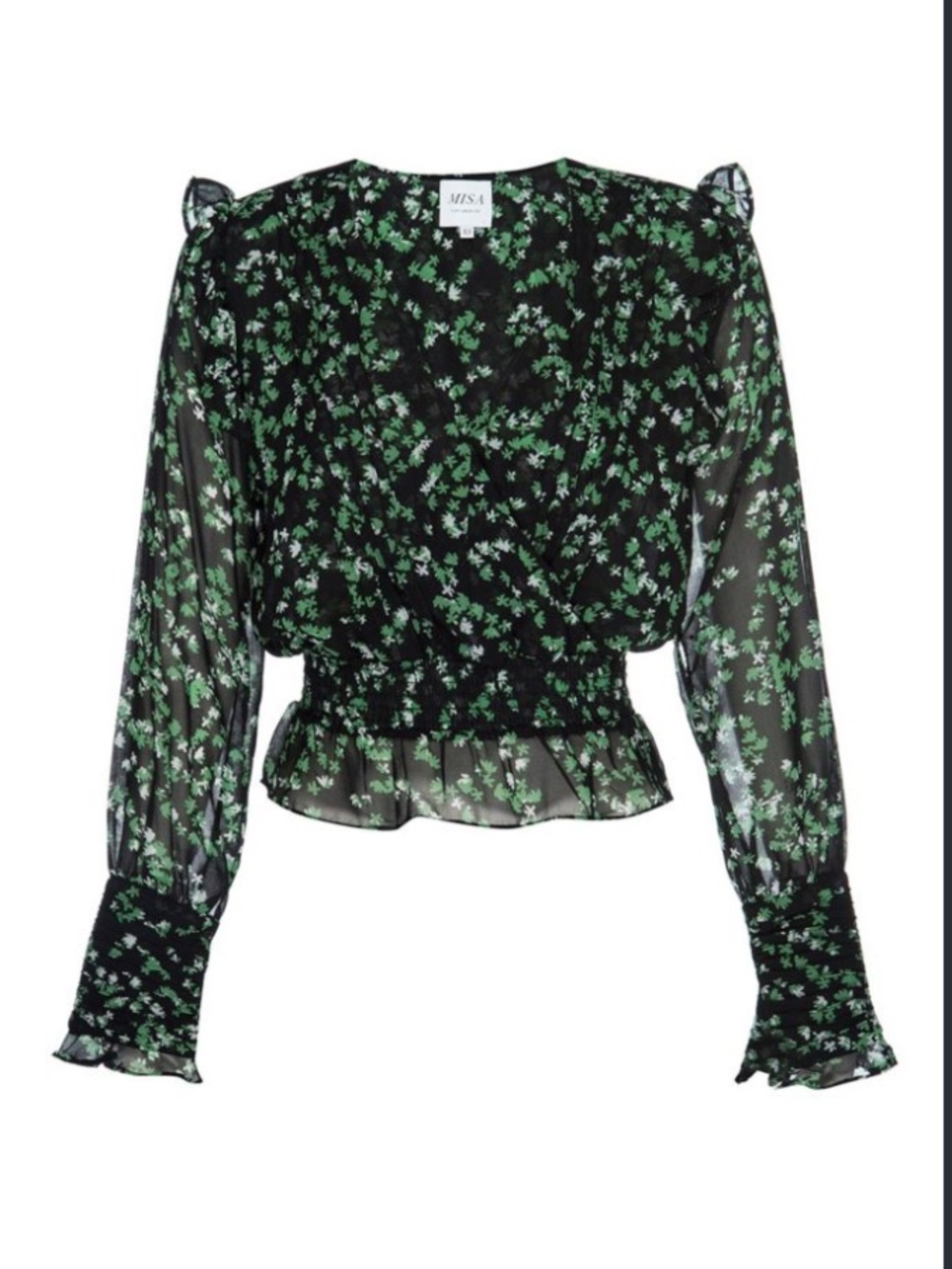 MISA Nina Blouse Floral Chiffon Green Bloom